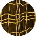 thumbnail image 1 of Ahgly Company Machine Washable Indoor Round Abstract Yellow Modern Area Rugs, 3' Round, 1 of 4