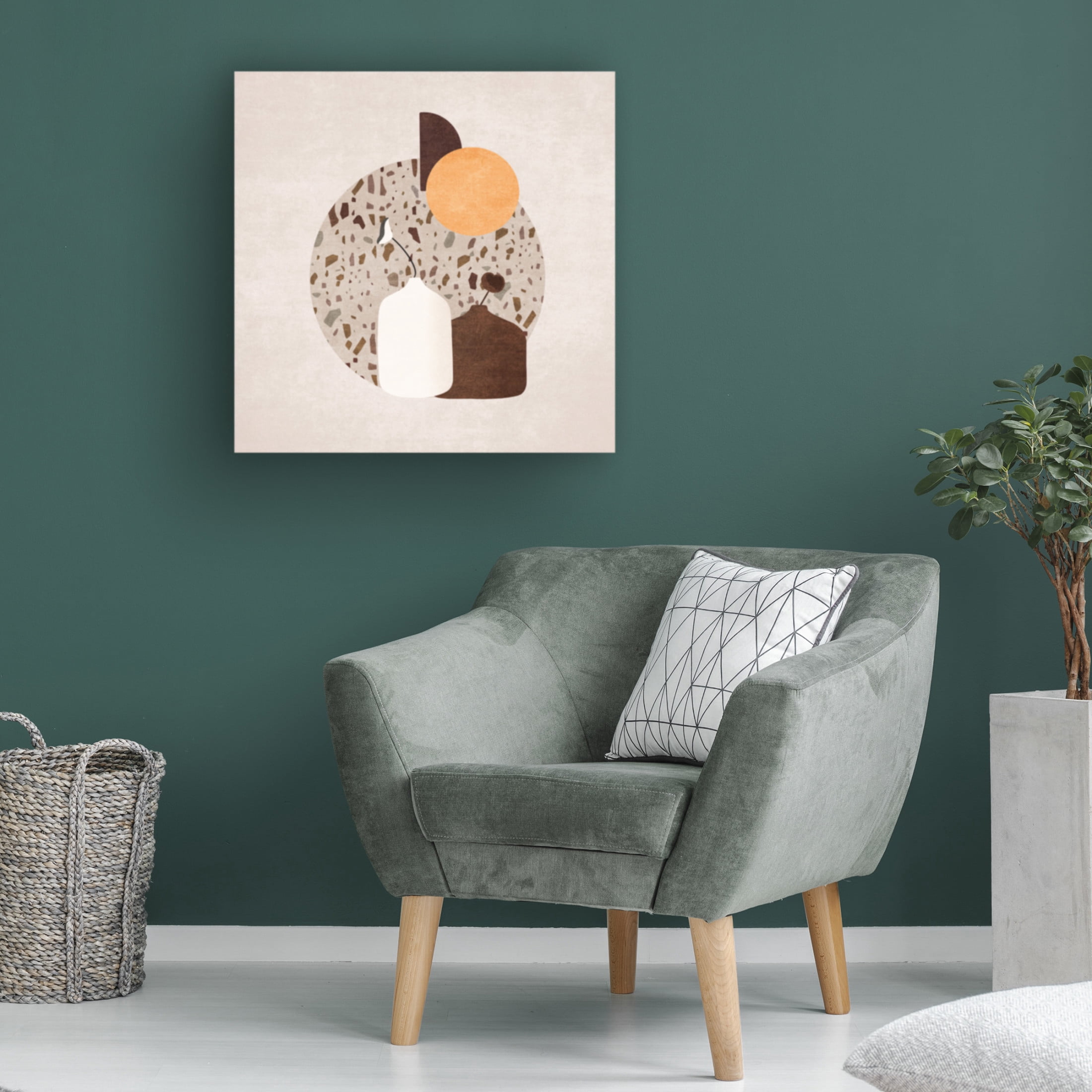Trademark Fine Art Emel Tunaboylu Beyaz Ve Kahverengi Saksili Terazzo Canvas Wall Art