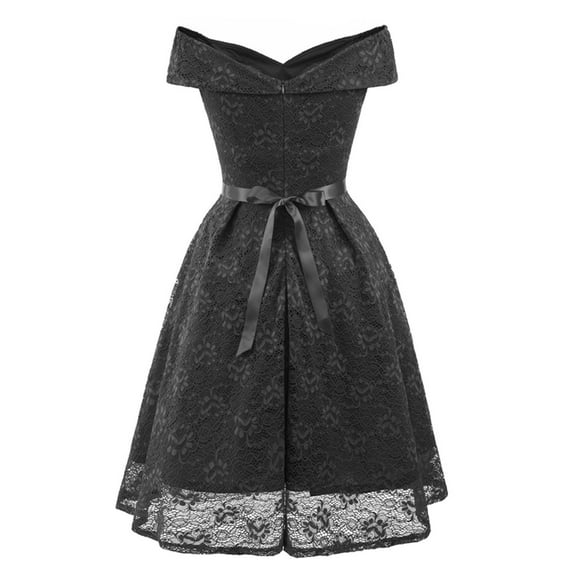 USSUMA Summer Dresses for Women 2022 Beach,Women's Elegant Lace Floral Wedding Guest Off The Shoulder Mini Dress Sleeveless V Neck Flowy Swing Short Dresses