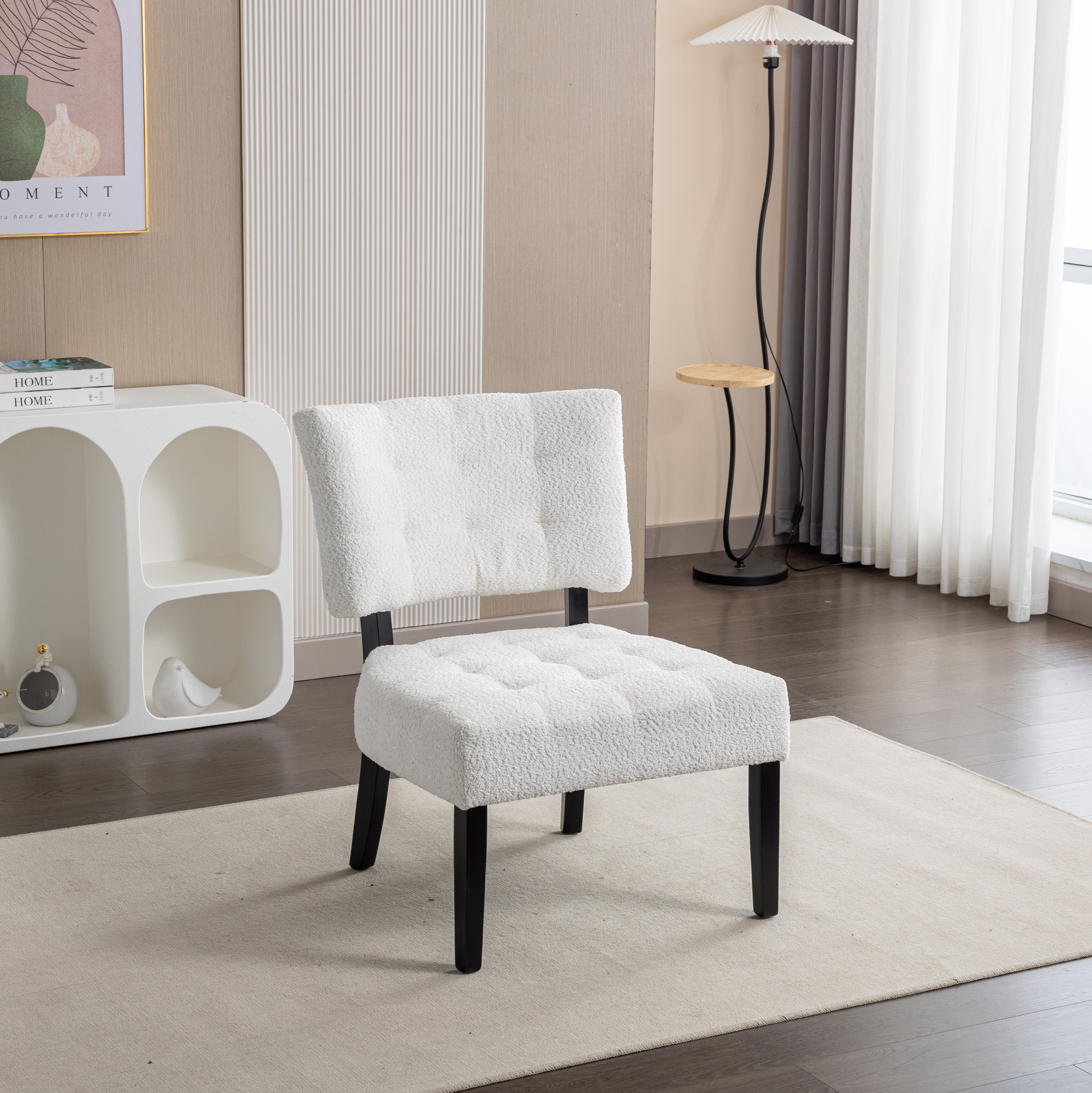 Movile Boucle Tufted Accent Chair With Oversized Seating, White