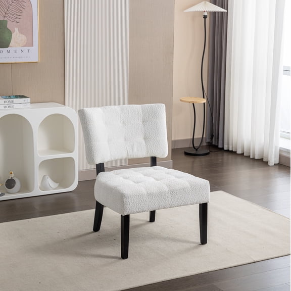 Dtwnek Boucle Accent Chair for Living Room, Office, White