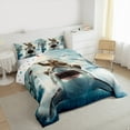 thumbnail image 3 of Feelyou Bear Riding Shark Bedding Comforter Set for Kids, Kawaii Cartoon Animal Twin Comforter Sets, Cute Sealife Reversible Bedding Set, Super Cozy Room Decor, 2 Pieces, 3 of 8
