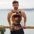 thumbnail image 6 of Gukieu Cartoon Happy Cute Puppy Print Men's Quick Dry Fitness Vest, Round Neck Sleeveless Fitness Bodybuilding Top-Medium, 6 of 7