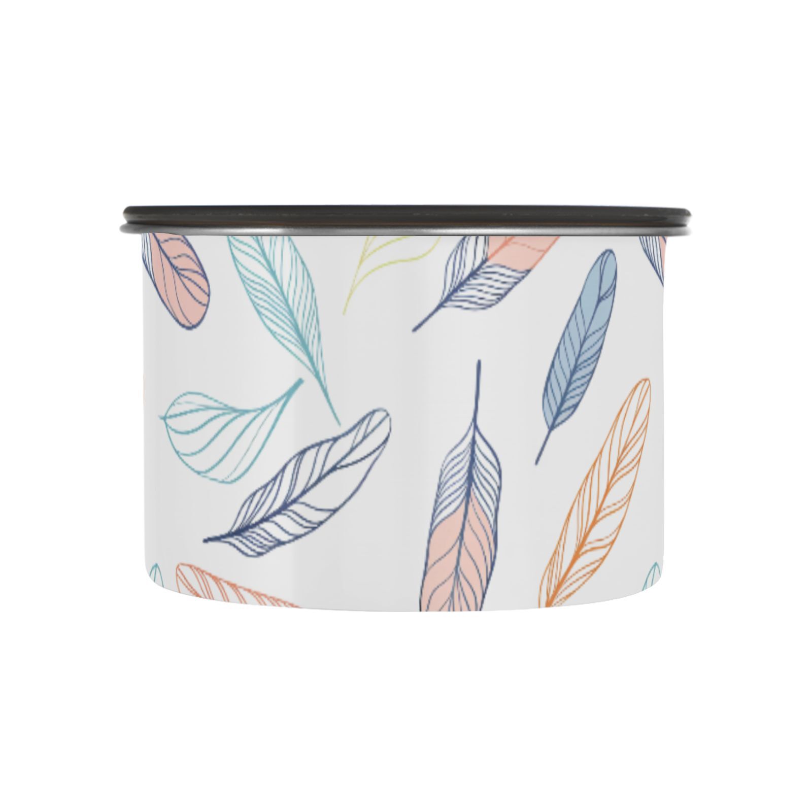 Colorful Feather Airtight Coffee Bean Canister 30oz Food Storage Containers with Lids For Gournd, Tea, Sugar, Flour, Rice, Cereal, Candy Cookie Jar