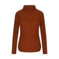 thumbnail image 6 of Ribbed Turtleneck Sweaters Womens Slim-Fit Basic Layers Sweater Long Sleeve Casual Fall Underwear Tops Orange, M, 6 of 7