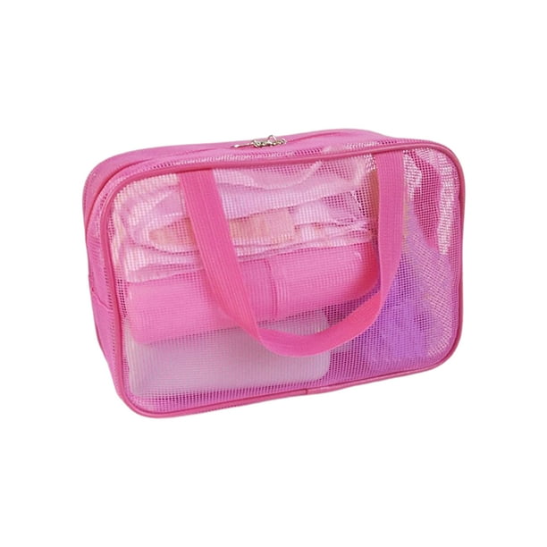 Bolsa de maquillaje, bolsa de cosméticos de viaje Visible para baño, organizador de drenaje hueco, organizador de artículos diversos para el Almacenamiento y organización del hogar Rosa roja Naiovety HA074821-02