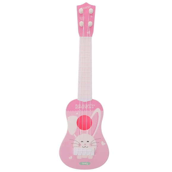 MasteelfCA 1pc Guitar Toy Plastic Cartoon Rabbit Early Educational Music Toy 4 Strings Guitar for Kids