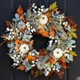 thumbnail image 1 of Autumn Wreath, Door Fall Decoration, Pumpkin Fall Leaf Wreath, Thanksgiving Artificial Leaf, Indoor Outdoor Fake Plant For Fireplace & Christmas (gree, 1 of 5