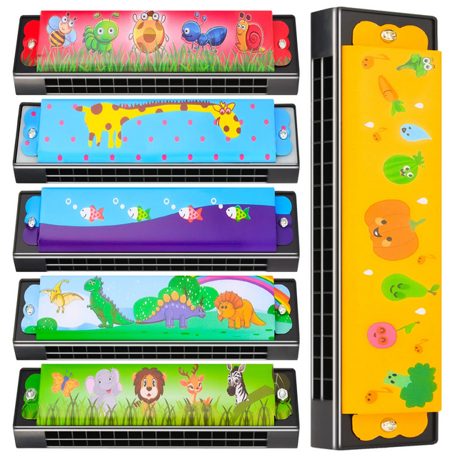 Ensemble d'Harmonica pour Enfants Lot de 6 - Instrument de Musique à Double Rangée de 16 Trous pour Débutants, Léger et Durable, Cadeaux de Fête, Cadeau pour Enfants et Adultes