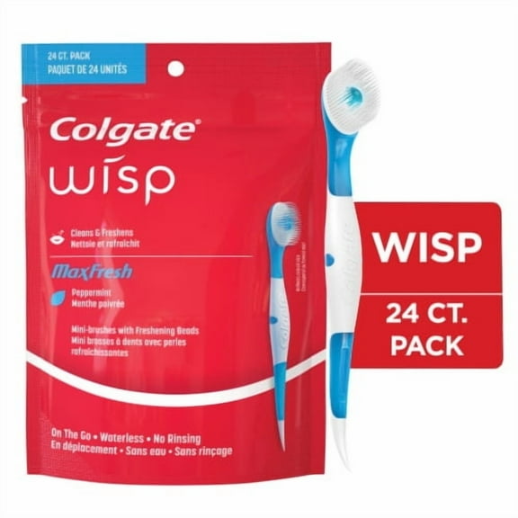 Colgate Max Fresh Wisp Disposable Mini Travel Toothbrushes Peppermint 24 Count