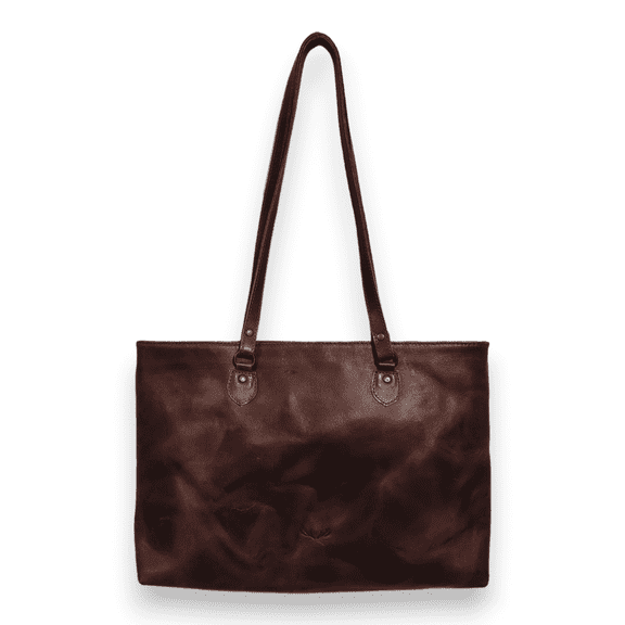 Denali Dark Vintage Brown Genuine Leather Large Tote Bag