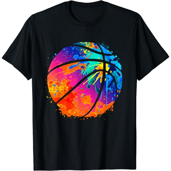 Artistic Basketball Watercolor Basketball Girl Colorful T-Shirt
