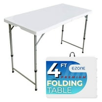4ft Indoor Outdoor Heavy Duty Portable Folding Plastic Dining Table w/Handle, Lock for Picnic, Party, Camping - White (4 Ft) Color