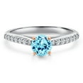 thumbnail image 3 of Gem Stone King 10K Two Tone Gold Blue Apatite and Lab Grown Diamond Engagement Ring for Women | 0.68 Cttw | Round 5MM | Gemstone Birthstone | Size 5, 3 of 6