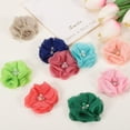 thumbnail image 3 of Uxcell 2 Inch Chiffon Flowers, 12 Pcs Rhinestone Pearl Sewing Fabric Flowers, Light Pink, 3 of 7