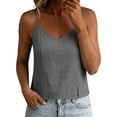 thumbnail image 4 of SSZMDLB Women Sleeveless Tank Tops V Neck Summer Basic Tee Casual Soft Cotton Shirt Vest Camisole Solid Color Vacation Outfits Workout Clothes, Gray M, 4 of 7