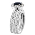 thumbnail image 3 of 10K White Gold Natural Black Onyx 3-Piece Bridal Ring Set Round 6mm Halo Diamond, size 7, 3 of 4