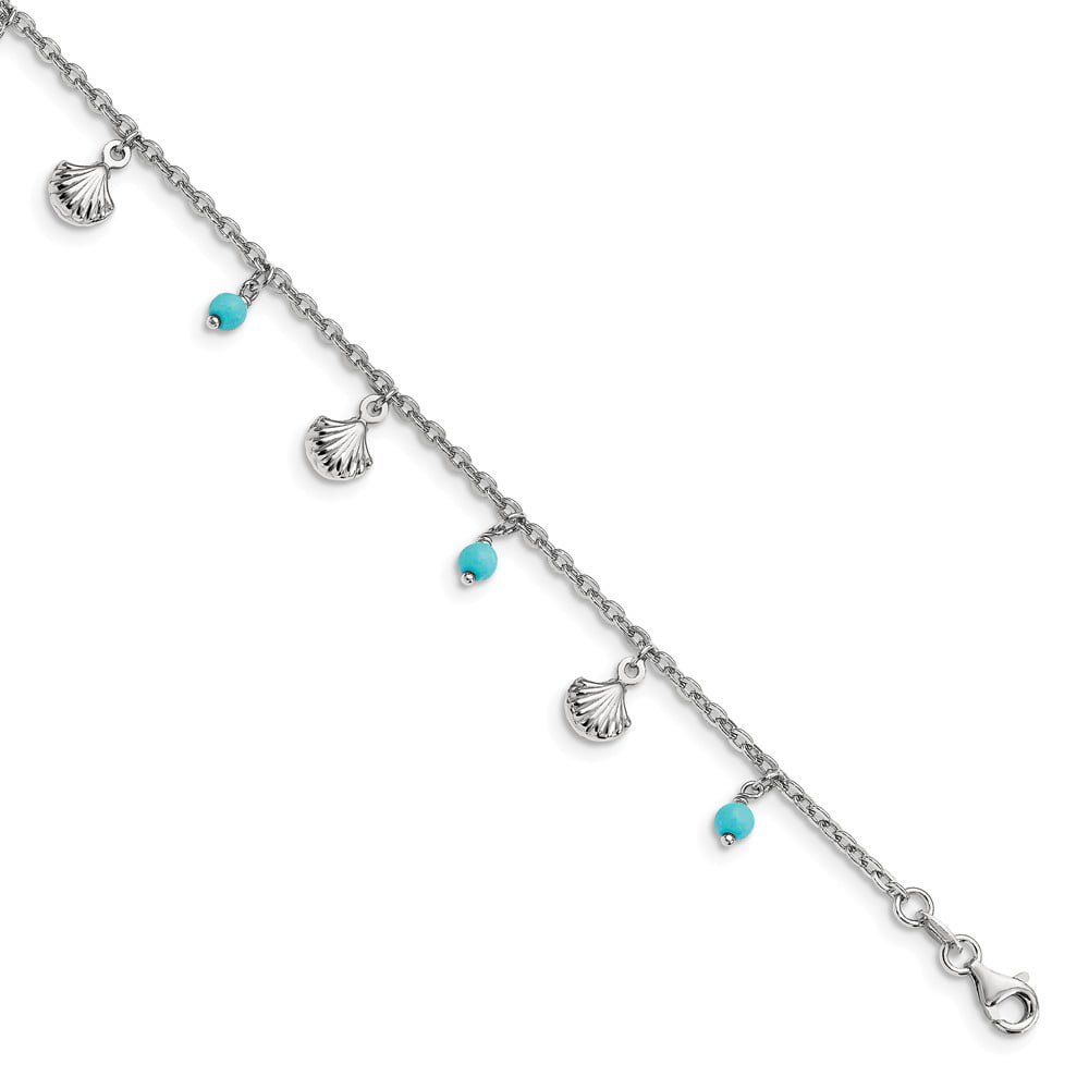 925 Sterling Silver Polished and Textured Dolphin Anklet 9inch Ideal Gifts For Women