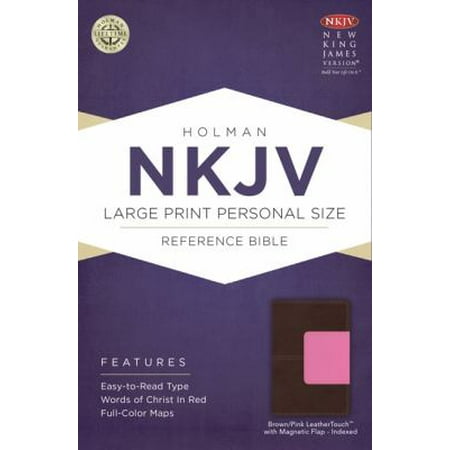 The Holy Bible: New King James Version Personal Size Reference Bible, Brown/Pink, Leathertouch With Magnetic Flap