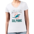 thumbnail image 4 of Women's G-III 4Her by Carl Banks White Miami Dolphins Team Logo Graphic Fitted V-Neck T-Shirt, 4 of 5