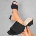 thumbnail image 2 of Square Open Toe Heeled Sandals for Women Low Block Chunky Heel Sandals Slip on Mules Comfortable Dress Shoes Black 8.5(41), 2 of 9