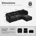 thumbnail image 3 of JULY'S SONG 102.6" Luxury Sectional Sofa Set, Cloud Couch Modular Sectionals for Living Room, Comfy L Shaped Couches and Sofas with Movable Storage Ottoman - Black, 3 of 10