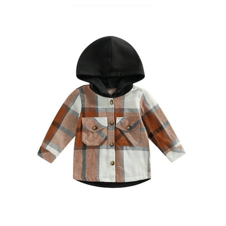 

LisenraIn Kid Boys Shirt Coat Autumn Clothing Toddlers Plaid Patchwork Long Sleeve Tops Children Casual Hooded Outwear