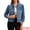 Dark Blue, variant on DARING DIVA Women's Cropped 3/4 Sleeve Button Down Washed Denim Jacket XL Dark Blue