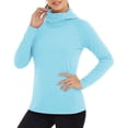 thumbnail image 2 of QATAINLAV Women's UPF 50+ Sun Protection Hoodie with Face Mask Summer Lightweight Outdoor UV Rash Guard Thumb Holes Long Sleeve Hiking SPF Shirts Light Blue XL, 2 of 7