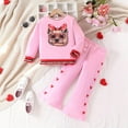 thumbnail image 5 of WOYY Valentine's Day Girls Outfits Cute Cartoon Puppy Print Sweatshirt Flared Pants Set, Sizes 2-3T, 5 of 8