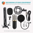 thumbnail image 2 of Kit de micrófono de condensador brazo de tijera de suspensión de micrófono ajustable/montaje de choque/adaptador de audio para estudio profesional/grabación en casa, podcasting, negro Adepaton FLD-2568, 2 of 9