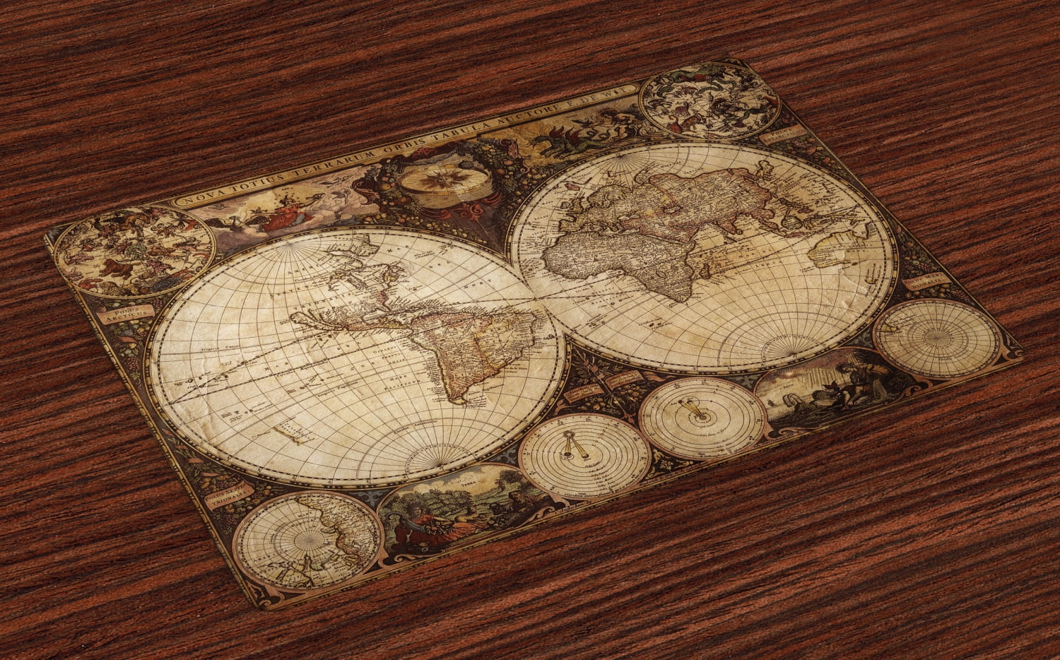 World Map Placemats Set of 4 Old World Map Drawn in 1720s Nostalgic
