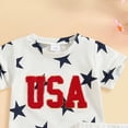 thumbnail image 4 of Xudanell Baby Boy Girl 4th of July Outfit Toddler Independence Day Clothes Infant Usa Shirt and Star Shorts Set Blue 18-24 Months, 4 of 6