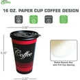 thumbnail image 4 of EcoQuality 16 oz Disposable Paper Coffee Cups with Black Flat Lids, Recyclable Hot/Cold Beverage Paper Drinking Cups with Lids for Tea, Water, Coffee, Travel, Picnic, Breakroom, Office (150 PACK), 4 of 5