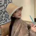 thumbnail image 4 of Aosijia Winter Warm Fisherman Hat Lamb Hair Bucket Hat Double-sided Wear Hat for Women Girls Khaki, 4 of 6