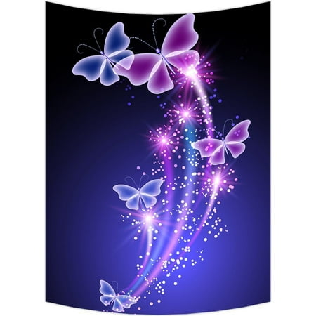 Gckg Pink Purple Butterfly Shining Light Under Blue Sky Wall Art Tapestries Home Decor Wall Hanging Tapestry Size 51 X60 Walmart Canada