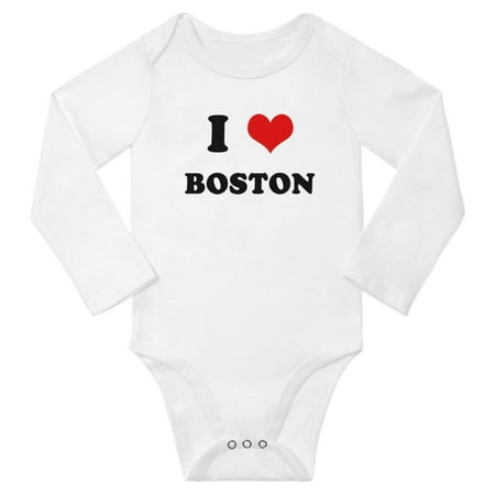 

I Heart Boston Love Baby Long Rompers Newborn Outfits (White 12-18 Months)