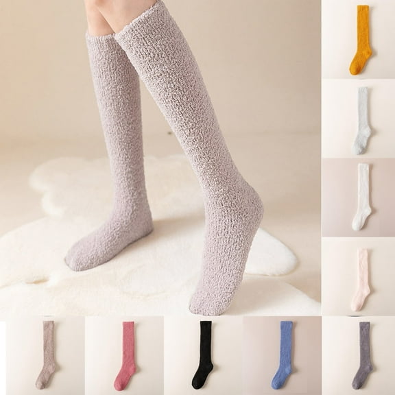 Lovzfmll Women's Fuzzy Socks, Plush Soft Warm Crew Socks, Thermal Non-Slip Gripper Slipper Socks for Winter Comfort Sleeping & Loungewear