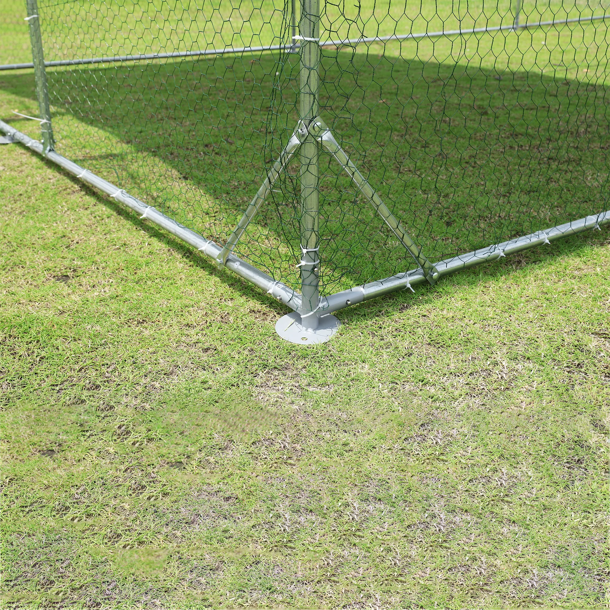 Pefilos 12.5'L Outdoor Metal Large Chicken Coop, 3 Support Steel Wire Impregnated Plastic Net Cage, Hen Run House Rabbits Habitat Pen with Waterproof and Anti-Ultraviolet Cover, Silver Pefilos 12.5'L Outdoor Metal Large Chicken Coop, 3 Support Steel Wire Impregnated Plastic Net Cage, Hen Run House Rabbits Habitat Pen with Waterproof and Anti-Ultraviolet Cover, Silver