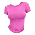 thumbnail image 4 of Womens Tops Crop T Shirt Girls Summer Pullover Top Thin Round Neck Fashion Short Sleeves Loose Fit for Daily/Home/Work Use Soft Breathable Package Size 30X20X1Cm Xs Shirts for Women, 4 of 7