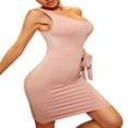thumbnail image 3 of Women‘s Summer One Shoulder Cutout Sleeveless Bodycon Mini Short Dress, 3 of 6