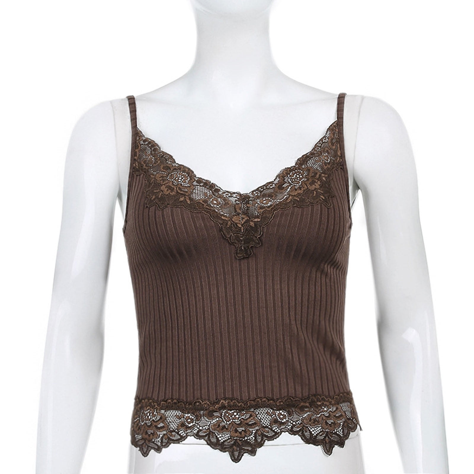 inhzoy Women's Y2K Lace Trim Crop Top Fairy Grunge Style Cami