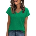 thumbnail image 1 of Suéter verde WIHOLL con cuello en V y manga corta, top casual, 1 of 5