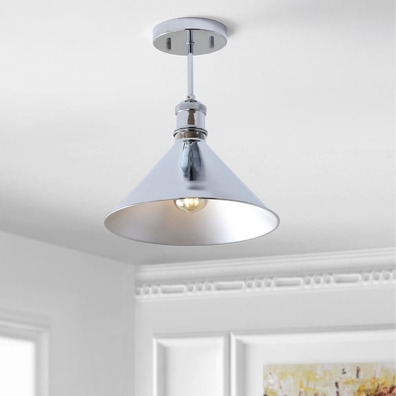 JONATHAN Y Nick 11" Metal LED Semi-Flush Mount, Chrome, JYL9511B