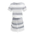 thumbnail image 5 of Summer Dresses for Women 2022, Women's Hide Belly Blouson Knee Length Dress Summer Casual Striped T Shirt Dresses Short Sleeve V Neck Midi Dress, 5 of 6