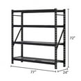 Muscle Rack 77"W x 24"D x 72"H 4Tier Welded Steel Storage Rack, Black