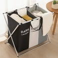 thumbnail image 3 of 180L Large Laundry Basket, 3 Section Foldable Laundry Hamper, Dirty Clothes Organizer Storage Bag, 3 of 6