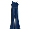 thumbnail image 4 of iiniim Girls Shiny Sleeveless Romper Dancewear Jumpsuit Bell-bottoms Pants Bodysuit 6-16 A Navy Blue 16, 4 of 7