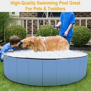 Moclever Foldable Dog Swimming Pool, 63in Kids Swimming Pool Outdoor Bathing Tub for Baby Pet, Blue