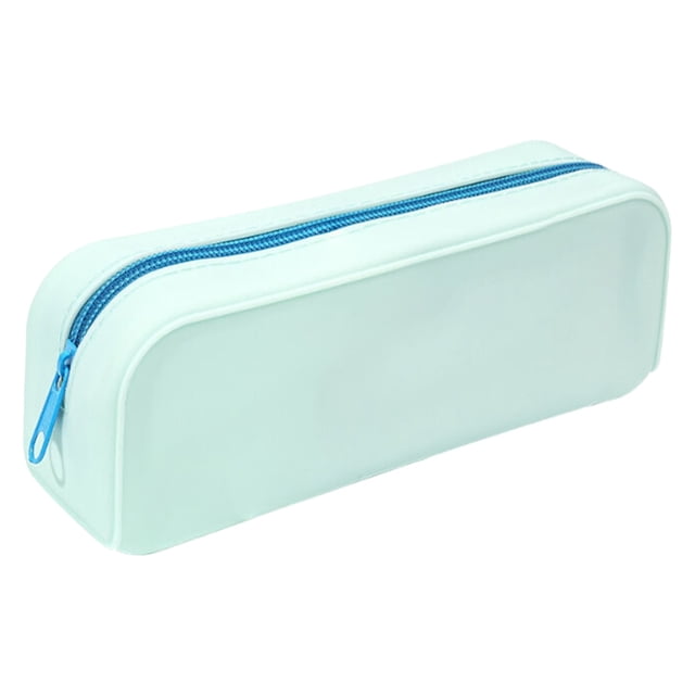 Silicone Zipper Pencil Bag Waterproof Large Capacity Storage Pouch Multi Functional Soft Portable Stationery Bag Durable Zipper Organizer for Pen Cosmetics Daily Home Office Storage,Green